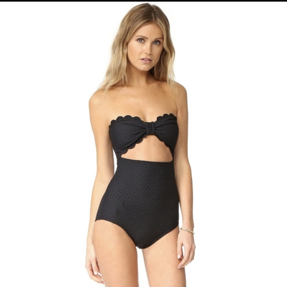 Kate Spade Marina Piccola Scalloped One Piece Swimsuit Black